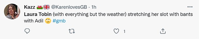 Awkward: One viewer insisted they detected tension in the banter, tweeting: #aled? bit of micro aggression from laura there #gmb.'