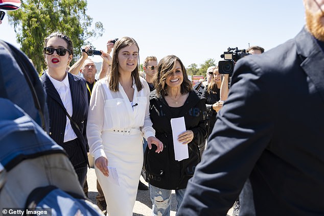 Lisa Wilkinson (right) won a Logie for her television interview with alleged rape victim Brittany Higgins (also pictured)