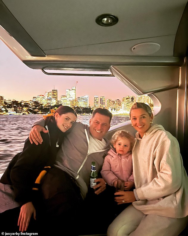 Today show host Karl Stefanovic, 47, was every inch the doting daddy as he took in Vivid on a yacht with wife Jasmine and daughters Willow and Harper earlier this month