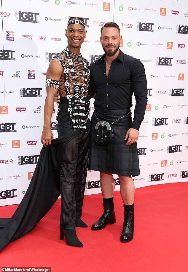 Proud: Strictly Come Dancing couple John Whaite (right) and Johannes Radebe (left) were named among the winners