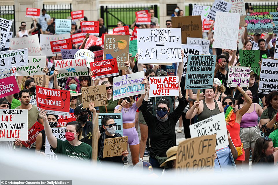 ATLANTA: Activists hold up signs saying 'Abortions save lives' and 'Abortion = healthcare'