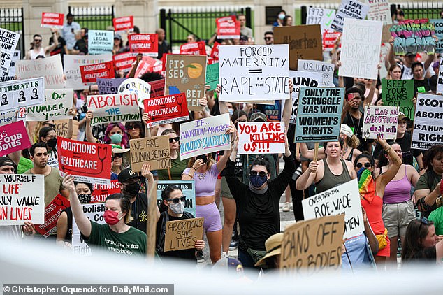 ATLANTA: Activists hold up signs saying 'Abortions save lives' and 'Abortion = healthcare'