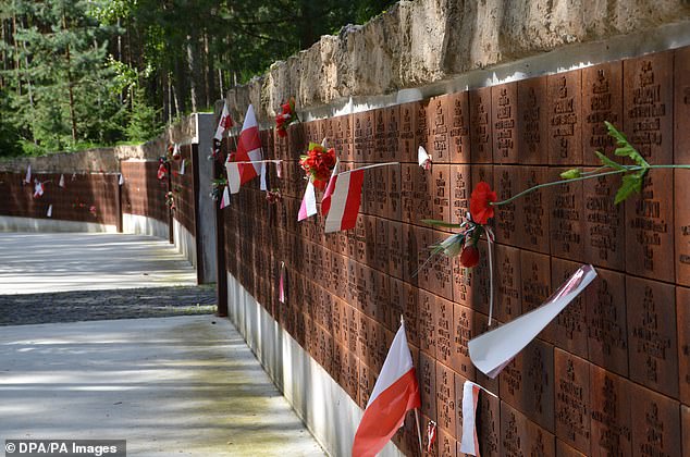 The names of the people killed on a wall in the Katyn Memorial near Smolensk, Russia, 02 August 2013. During WWII, more than 4,000 Polish intelligence officers and their relatives were executed in Katyn. In total, about 24,000 Polish people were killed