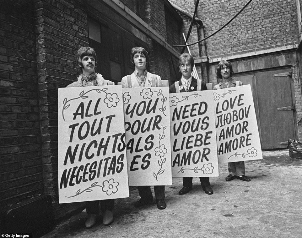 The Beatles' performance of All You Need Is Love was watched by hundreds of millions of people in 24 countries across five continents