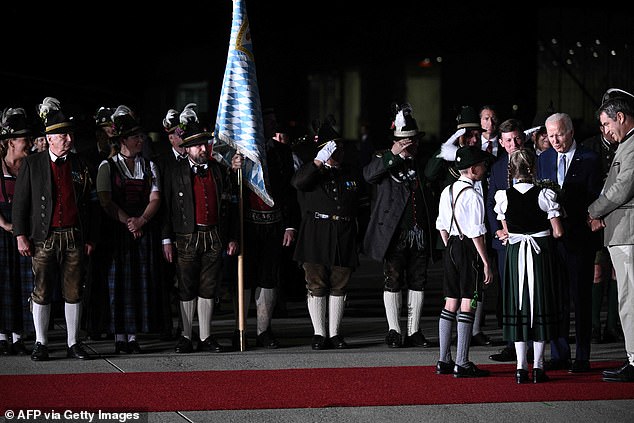 President Biden at his arrival in Germany for the G7 meeting where the main topics will be Russia's invasion of the Ukraine, food insecurity, and China's growing influence