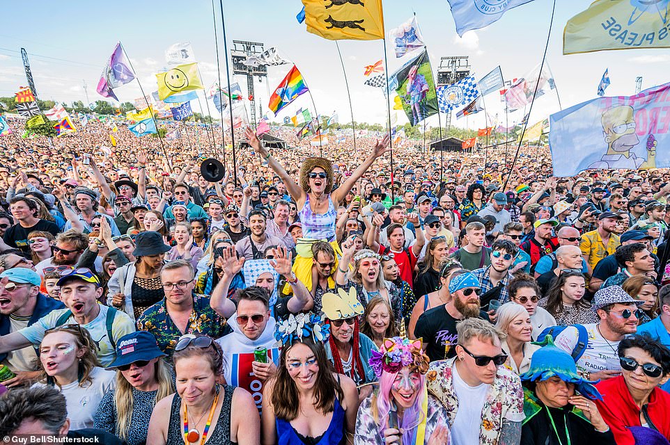 Back in action: Glastonbury has seen huge crowds return this year after the music and arts festival took a break for three years due to the coronavirus pandemic