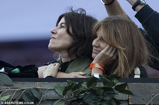 Pals: Also in attendance at the concert was Ronnie Wood's wife Sally who was joined by screenwriter and journalist Jemima Khan