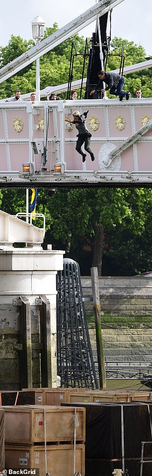 Daredevils: At one point Mark and Halle's stunt doubles jumped from the bridge