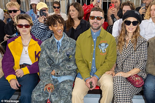 VIPs: He sat alongside Will Smith's son Jaden and married celebrity couple Justin Timberlake and Jessica Biel.