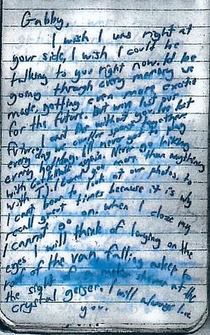 Laundrie's notebook contained a letter written to the late Petito before he killed himself following a large manhunt for him