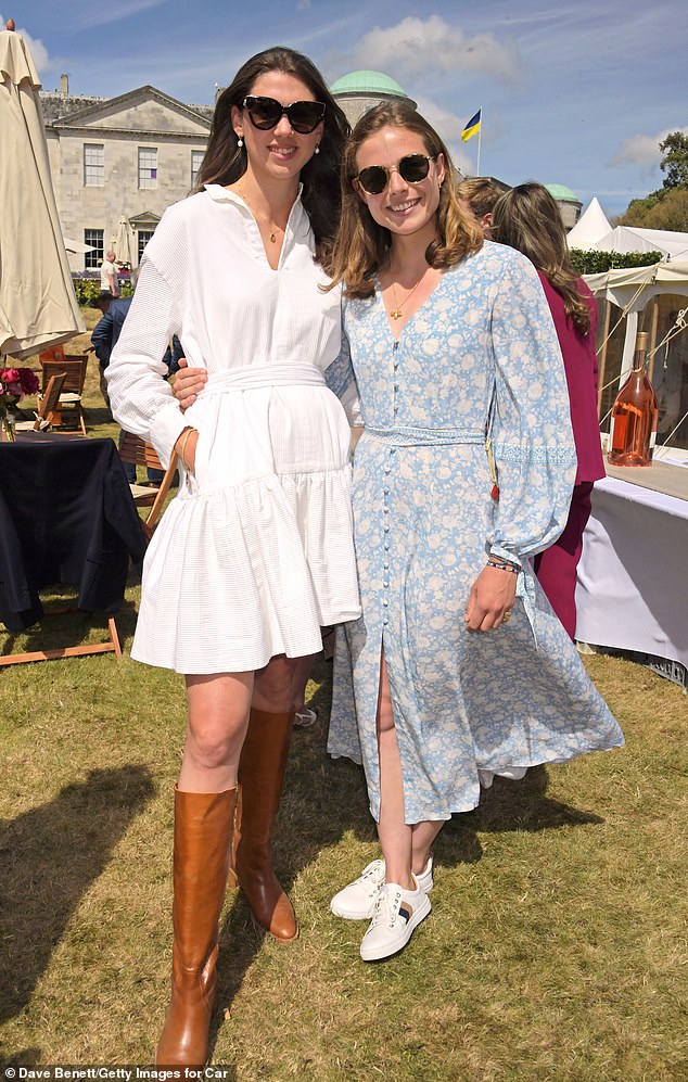 Having a blast! Lady Sabrina Percy and Rosie Tapner (L-R) appeared to be in high spirits