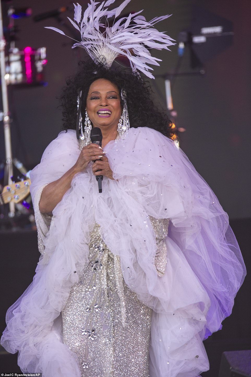 Here she comes: She kicked off her set with 1980 classic I'm Coming Out drawing rapturous applause during her Sunday teatime legends slot on the final day of Glastonbury