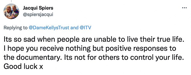 Impressed: Dame Kelly was overwhelmingly heaped with praise on social media as the ITV audience watched her tell her story throughout the documentary