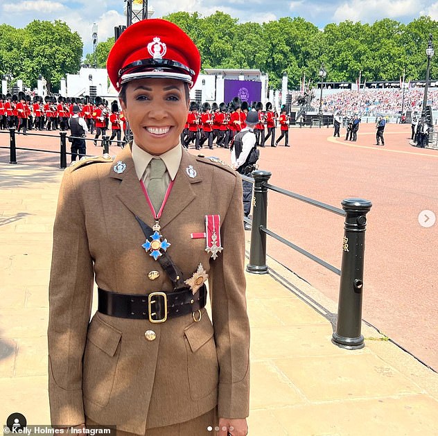 Army: Dame Kelly in her Colonel role at Trooping the Colour