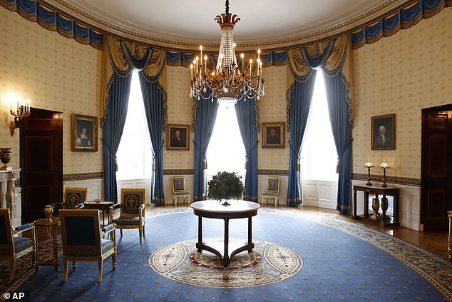 The White House's Blue Room. White House tours will resume Tuesdays through Saturdays starting on July 19