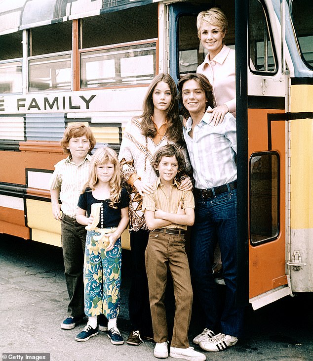 Child actor: Danny began his career as a child actor, rising to fame in The Partridge Family, seen here circa 1971 with co-stars Suzanne Crough, Jeremy Gelbwaks, Susan Dey, David Cassidy and Shirley Jones