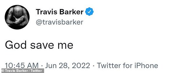 Mysterious: Barker cryptically tweeted, 'God save me,' at 10:45 AM PST, though nothing else is clear about his condition at this time