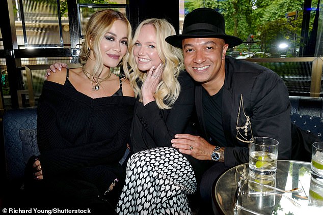 Yay: Rita and Emma were joined by the Spice Girl's husband Jade Jones