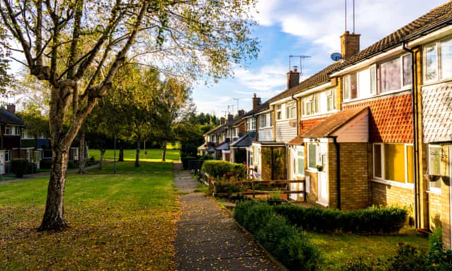 A row of terrace houses in Milton Keynes, where former right to buy properties make up almost 71% of rented properties.