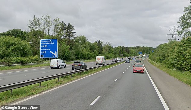 The van was seized after it was spotted and pulled over between junctions 46 and 47 on the M4 (pictured)