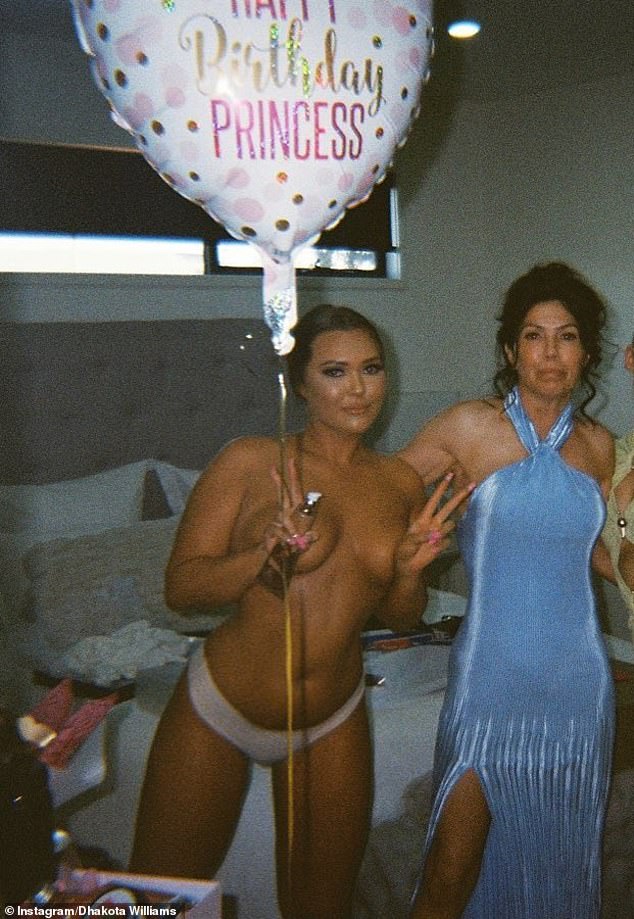 Dhakota (left) is pictured with her mother Roberta (right) at her 21st birthday party