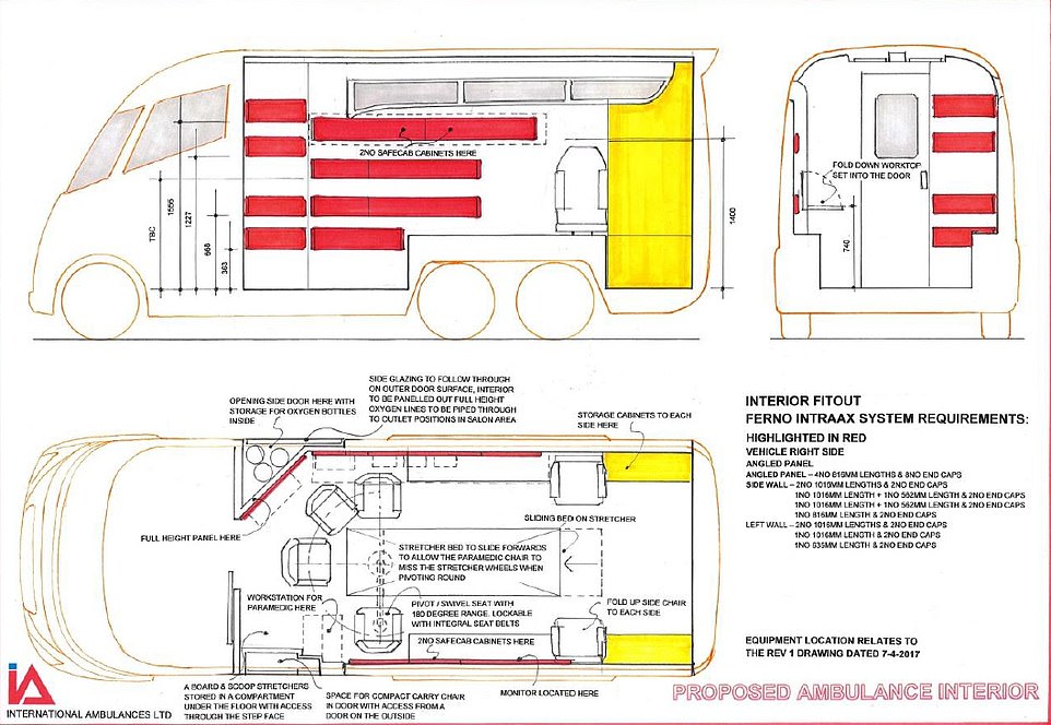 As well as being able to travel at 99mph — dwarfing the ability of most current vehicles, which can't surpass 62mph — it is much bigger. Pictured: The blueprints for the Integro-E's interior