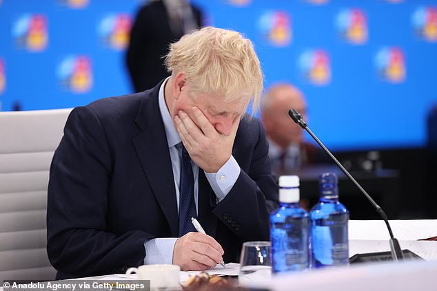 Boris Johnson (pictured at the NATO summit in Madrid today) revealed he has held talks with fellow world leaders on removing trade barries, with oranges and bananas among the produce that could be made cheaper