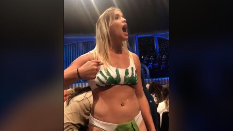 'My body my f****** choice': Abortion rights activists strip down in megachurch