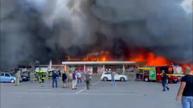 Kremenchuk shopping mall in central Ukraine hit by Russian airstrike, sparking fears of mass casualties