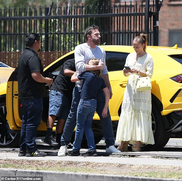 Ben Affleck’s son Samuel, 10, appears to back Lamborghini into BMW during outing with dad and J. Lo