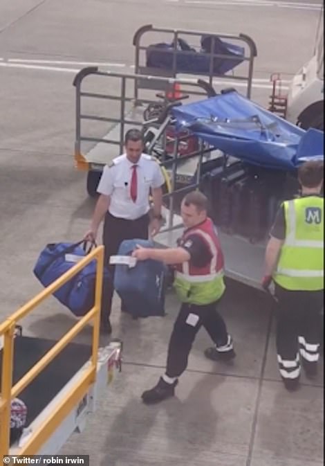 Captain takes to the tarmac and helps baggage crew load-up plane amid UK airport chaos