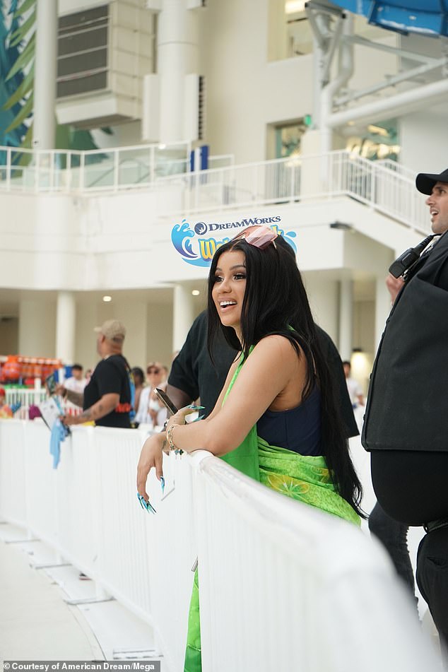 Cardi B and husband Offset take their children to DreamWorks Water Park in New Jersey