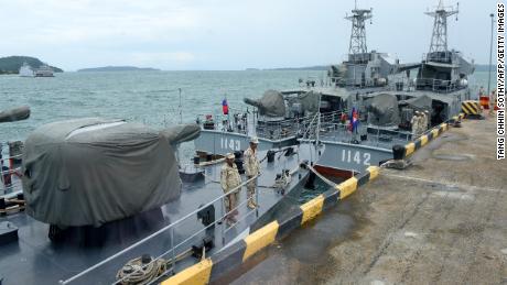 Cambodian naval personnel at the Ream Naval Base in Preah Sihanouk province, Cambodia, in 2019.