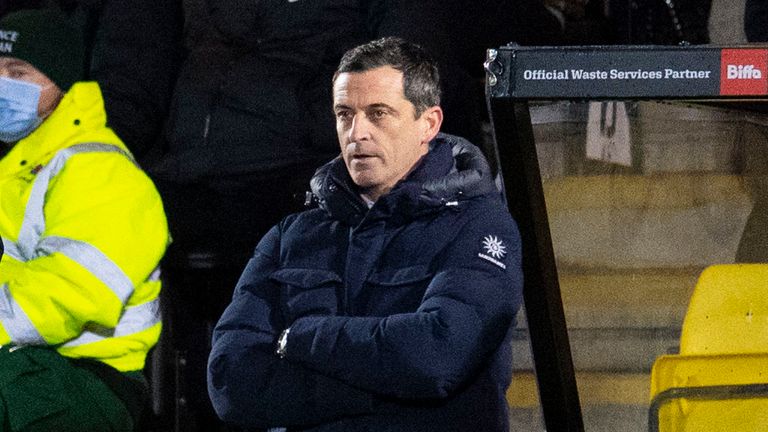 LIVINGSTON, SCOTLAND - DECEMBER 08: Hibernian manager Jack Ross during a cinch Premiership match between Livingston and Hibernian at the Tony Macaroni Arena, on December 08, 2021, in Livingston, Scotland. (Photo by Ross Parker / SNS Group)