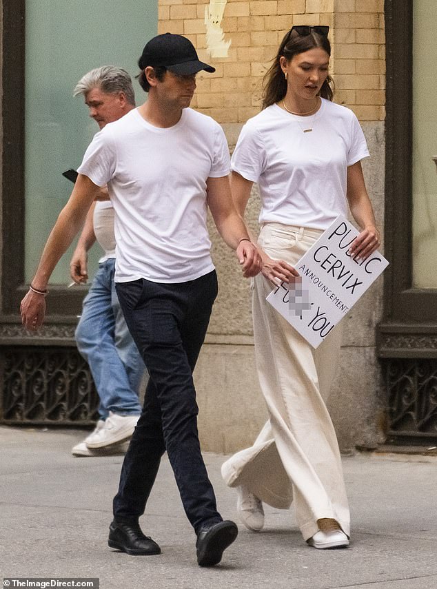 Karlie Kloss and Josh Kushner join an NYC march protesting the SCOTUS’ overturning of Roe v. Wade