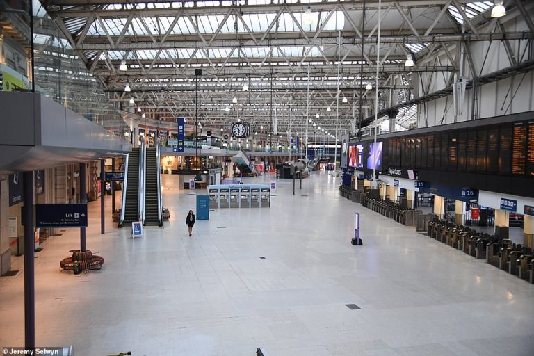 London Underground, Waterloo and Victoria train stations are deserted as rail unions strike TODAY