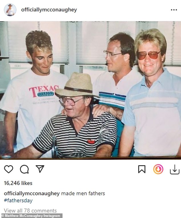 Matthew McConaughey honors his late father James with throwback photo: ‘Made men fathers’