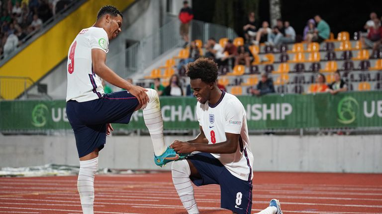 Dane Scarlett celebrates with Carney Chukwuemeka