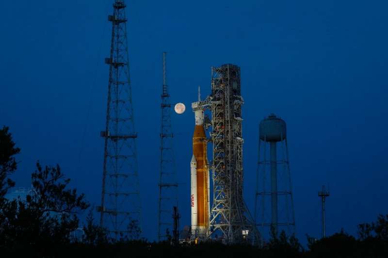 NASA's Artemis I Moon rocket sits at Launch Pad Complex 39B at Kennedy Space Center, in Cape Canaveral, Florida