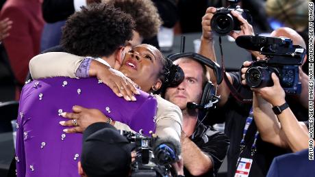 Banchero hugs his mom Rhonda during the 2022 NBA Draft.