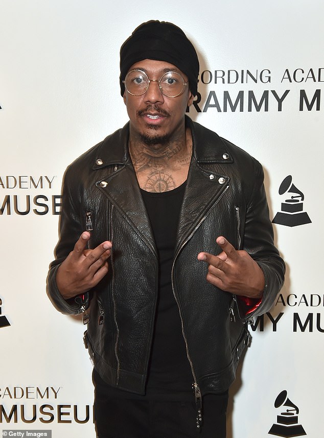 Nick Cannon opts for a rock look in a black leather jacket while at Hip Hop & Mental Health event