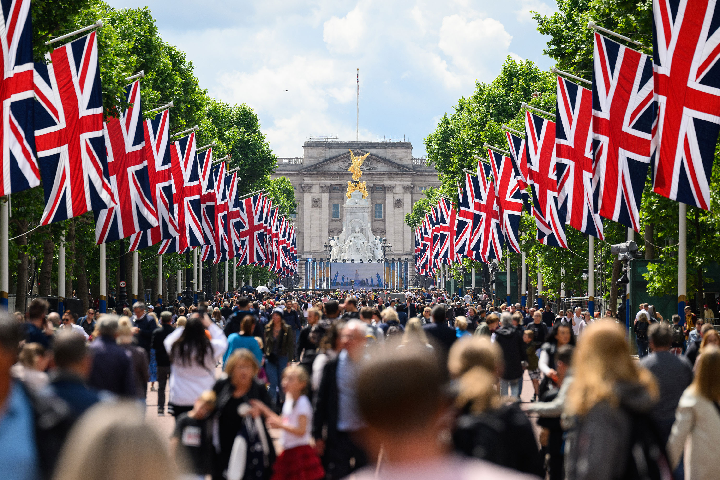 People walk along the Mall in London on June 1.