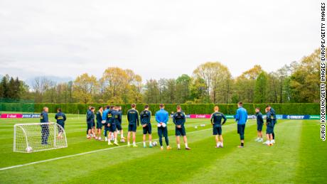 Players of Ukraine at their training camp in Slovenia.