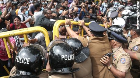 Protests erupt near Sri Lankan Prime Minister Ranil Wickremesinghe&#39;s private residence, amid the country&#39;s economic crisis, on June 22.