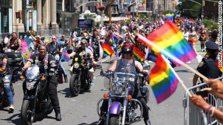 Cyclists participate in the New York City Pride Parade last weekend.