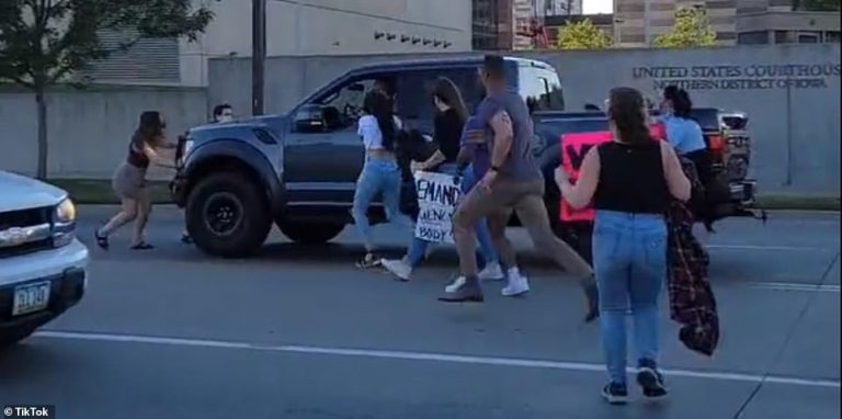 Truck plows through crowd of pro-choice protesters in Iowa leaving one injured