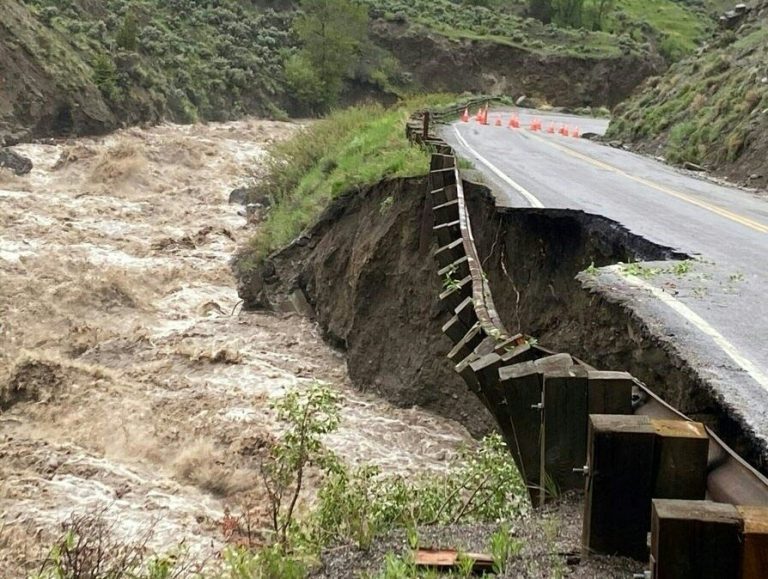 Yellowstone Park closed as swollen river destroys roads