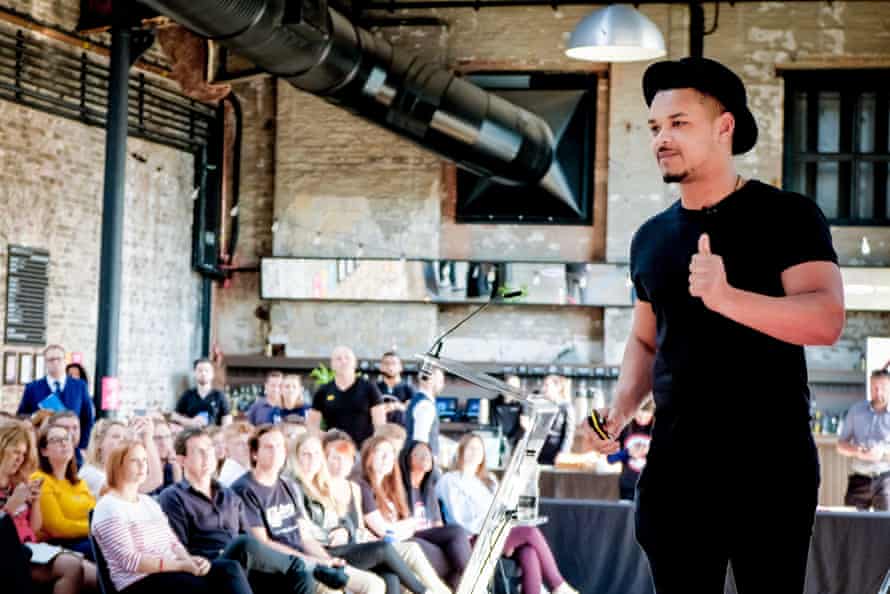 Steven Bartlett speaking at a startup conference in Newcastle in 2019