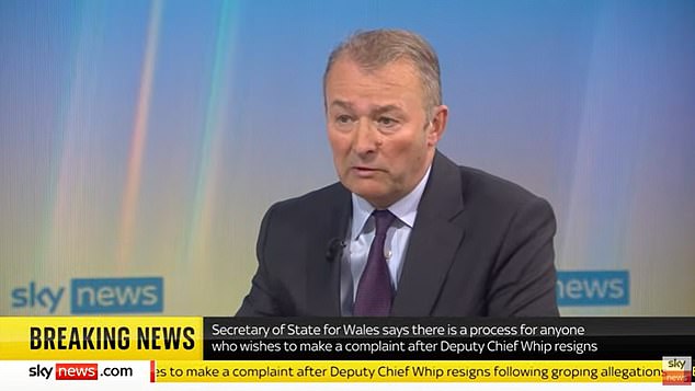 Welsh Secretary Simon Hart appeared to be reluctant to defend the 52-year-old, suggesting he could lose the whip by the end of the day and voicing his 'frustration' at the conveyor belt of sleaze engulfing the party.