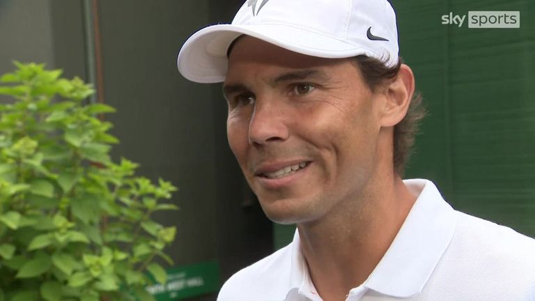 After taking time out due to injury, Rafael Nadal says he's grateful just to be competing at Wimbledon and not thinking about the fact he could add a third of four Grand Slam titles this year.